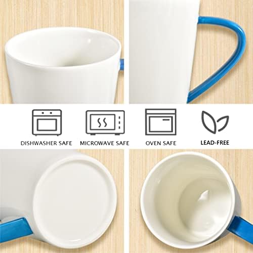 fMSDD Керамички Големи Чаши За Млеко Со Сино-Жолти Рачки, Комплет од 2, 17OZ, Секојдневни Садови За Пиење, Погодни За Дома, Канцеларија,