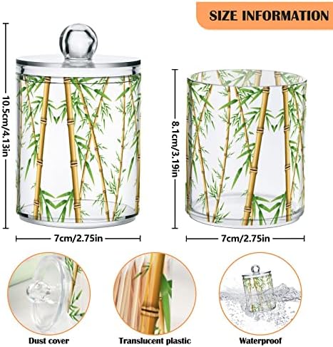 Yyzzh Bamboo шума природа зелено растително дрво со лисја 2 пакувања QTIP држач за држач за памук за памучни плочи од памук, конец од 10 мл Апотекарска тегла поставена за орг?