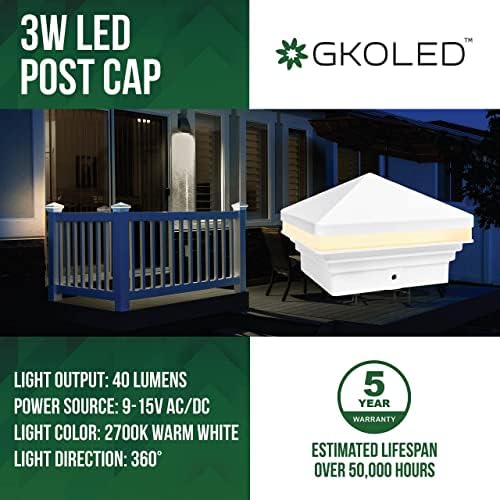 Gkoled 6-пакувања со низок напон LED бела палуба светла со 4-пакувања со низок напон LED бела пирамида пост капачиња