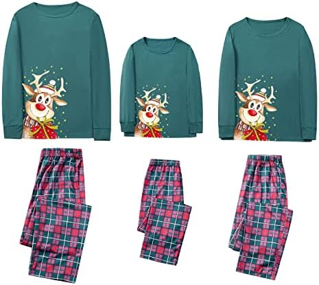 Панталони за пижами за семејни пижами се поставуваат Божиќни елени Божиќни пижами за семејство плус големина 4x