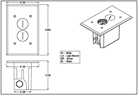 Комплет за електрични кутии на Арлингтон FLBR101BL-1 со излез и плоча, за инсталирани подови, 1-банда, црна, 1-пакет, пластика