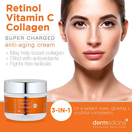 Витамин Ц + ретинол + колаген | Супер наполнет крем против стареење за лице | Квалитет на фармацевтски степен | Помага во изедначување