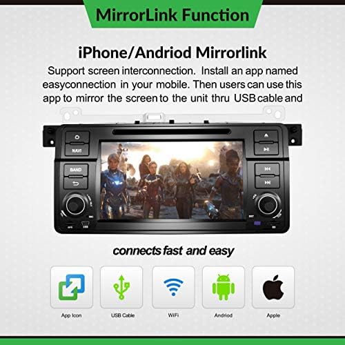 Egosonic Android 11 Автомобил Радио, 1 Din за Bmw 3 Серија E46, 7 Екран На Допир, DSP+, Поддршка Безжичен Apple Carplay Android Auto/GPS navi/HD1080P/Резервна