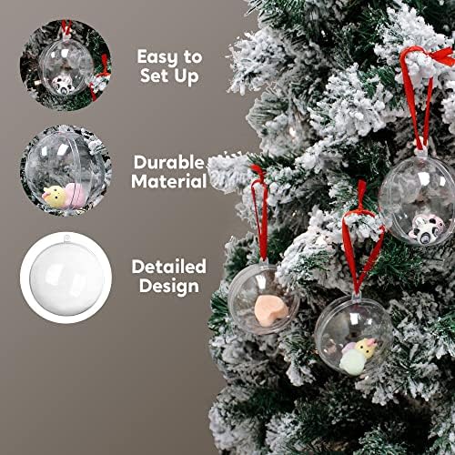 JOEIDOMI 15 парчиња чисти пластични пополнети божиќни украси за божиќни топки 2,76 инчи за Божиќен празник затворен и Божиќни украси