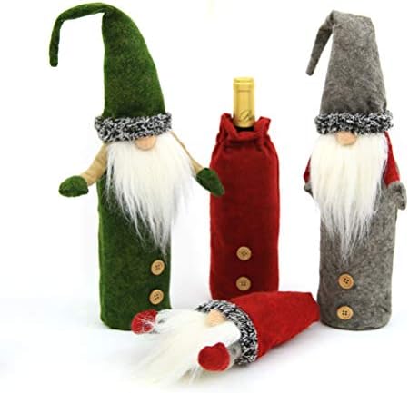 Cover Bestoyard Божиќно шише со Том Гном шведски скандинавски санта форма вино шише декорација за завиткување на забави за забава