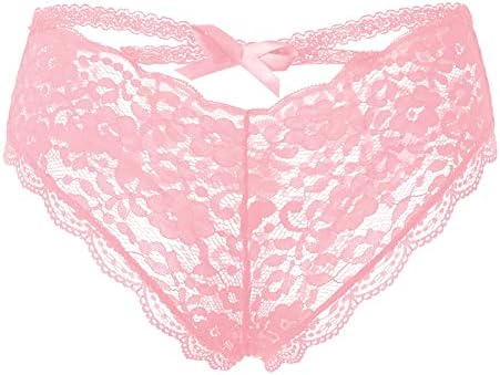 Секси чипка од танга долна облека за жени средно половината V-Back Criss Cross Panties Scallop Trim Trim Floral Printed Bowknot Knickers