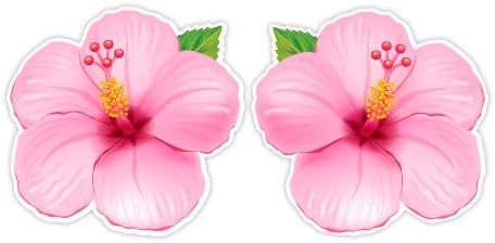 GT Graphics Pink Hibiscus сет од 2 хавајски тропски тема - винил налепница водоотпорна декларација