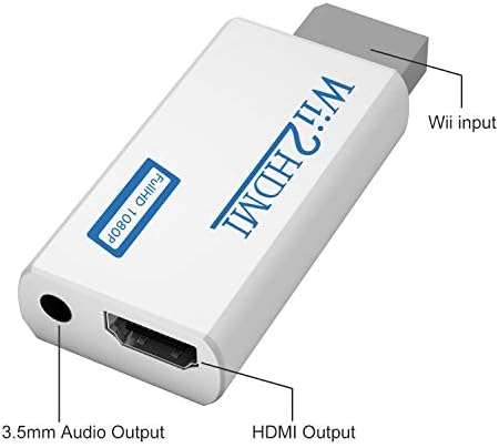 Rybozen Wii До HDMI Конвертор, WII HDMI Адаптер 1080p, Излез Видео Аудио HDMI Конвертор со 3.5 mm Аудио Приклучок&засилувач; HDMI Излез Поддржува