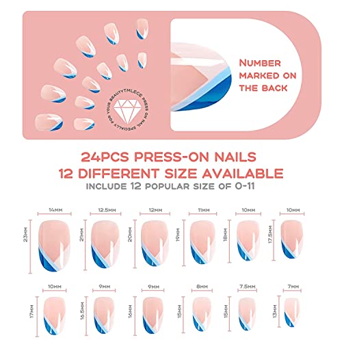 24 Парчиња Притиснете На Ноктите Средни Бадеми Лажни Нокти француски Лепак на Ноктите За Жени Девојки Празник Партија Подарок