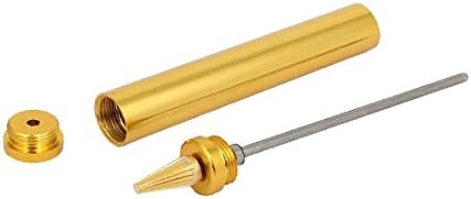 X-Ree Leather Brass Breage Gead Round Metal Side Edge Mail Pen DIY алатка Златен тон 127мм должина (Cabeza de Latón de Cuero, Metal Redondo, Borde