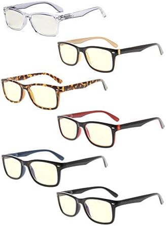 GTSY сино светло блокирање на очила за читање Правоаголен компјутерски игри со очила Анти УВ -зраци Намалување на очите за жени мажи