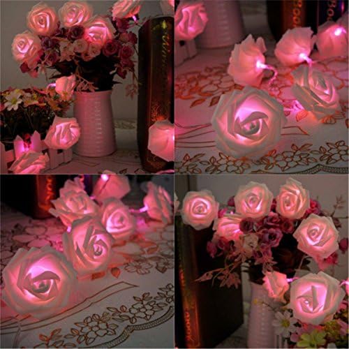 Осветлување 2м/7ft 20 LED батерија управувана од роза цвет самовила Свадба градина забава Божиќна декорација Стринг светло
