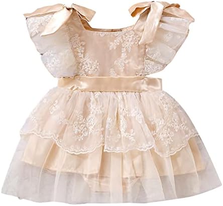 Yartina новороденче девојче чипка ромпер принцеза фустан со сонуван забавен фустан цвет девојче фустан Фотографија облека облеки