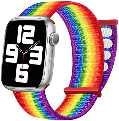 Nylon Watch Band компатибилен со Apple Watch 7 бендови 38mm 40mm 42mm 44mm 41mm 45mm замена за iWatch Series SE/6/5/4/2/1 Women Women, Sport Solo