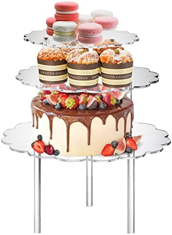 ОКЛЕН 3 пакет чиста акрилна торта штандови, држач за торта со торта, држач за десерт за десерт за пекари, мезе, роденденска свадба