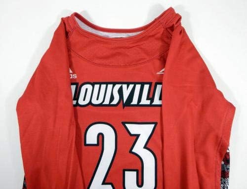 Womensенски уникатен кардинал на Луисвил #23 игра користена LS Red Jersey Lacrosse L DP3517 - Колеџ игра Користена