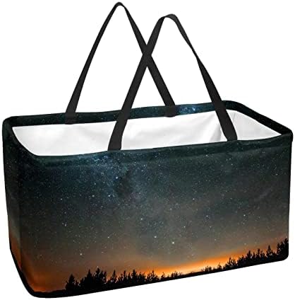 Кошар за еднократно шопинг црно прекрасно starвездено небо преносно преклопување пикник намирници кеси за перење алишта за торба за торбичка за купување корпа