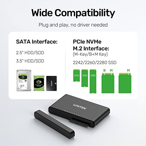 Unitek M. 2 И SATA НА USB Дупликатор со 2.5 /3.5 SATA Хард Диск Адаптер Конвертор, USB C 3.1 Gen2 10 Gbps Докинг Станица Поддршка Офлајн Клон