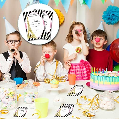 Покани за роденден на Зиифн во Париз со коверти, 20 сетови тинејџери пополнуваат роденденска забава Персонализирани покани за