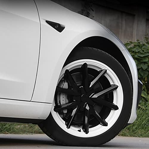 Замена на тркалото на Kimiss Hubcap, замена за 4PCS 18in за Tesla Model 3 2017‑2022 Cover Wheel Cover Hubcap Бело црно тркало за покривање на раб