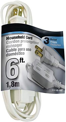 Карпести планински производи 6 стапала за продолжување на куќата - 3 излез 16/2 продолжен кабел за електроника за домаќинства - Безбедносно покритие за неискористени