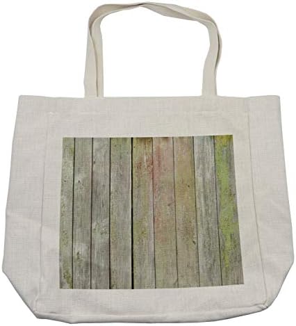 Торба за шопинг на оградата Амбесон, стари обоени штици од дрвени предмети гроздобер изморена гранџ тон градина позадина, еколошка торба за еднократно