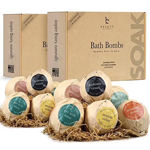 Подарок за подароци за бања - САД направени со органски и природни релаксирачки состојки со сол и масла од ароматерапија, бомби за бања за жени, мажи и деца