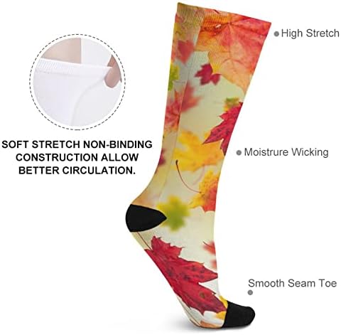 Есенски Лисја Од Јавор Печатени Чорапи Што Одговараат На Боја Атлетски Чорапи Високи Колена За Жени Мажи