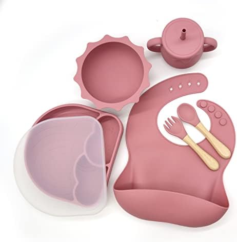 Подарок за хранење со силиконски силикони за бебиња и мали деца - прилагодлива биб/чинија/поделена чинија/чаша/слама/слама