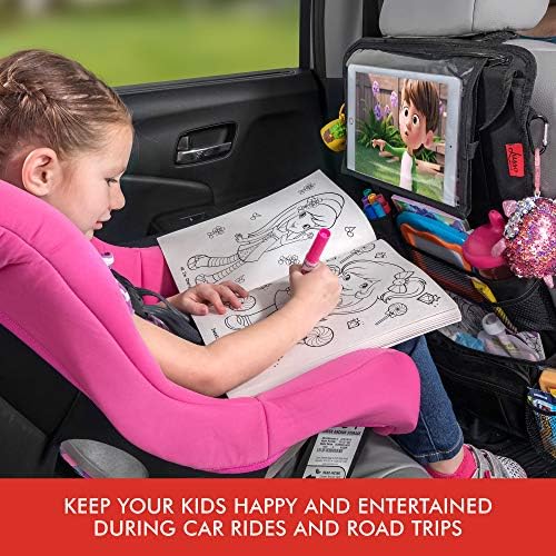 Лусо Опрема Деца Патување Послужавник + Тешки Автомобил Седиште Организатор, Екстра Голем За Заштита, Саг Доказ &засилувач; Засилени Агли, Штити iPad &засилувач; Задно