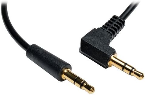 Tripp Lite 3,5 mm мини стерео аудио кабел со два приклучоци со агол, 1-ft, црна