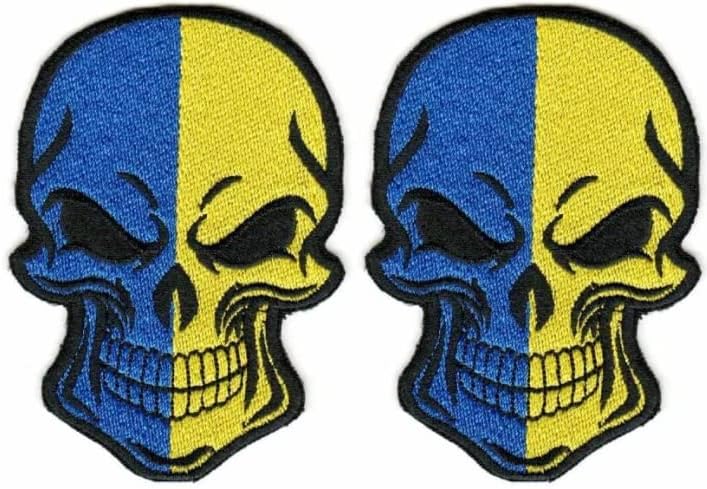2pcs череп и украина знаме за вез за лепенка за лепенки за закрпи на кука и јамка тактичка воена значка