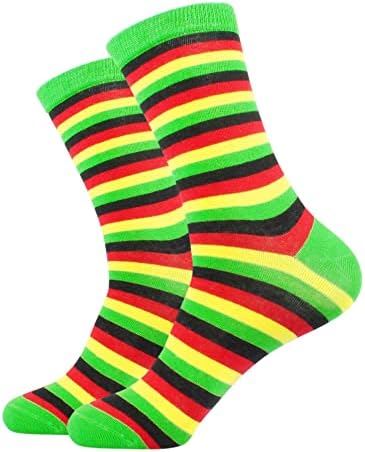Машки Фустан Чорапи 2 Пакување Шарени Памук Мода Јамајка Знаме Раста Реге Карибите Екипажот Чорапи Возрасни