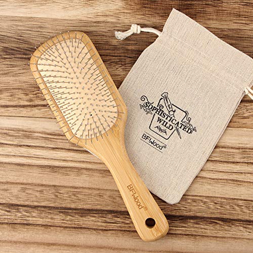 Bfwood Bamboo Glodding Fidge четка за коса и четка за брада за патувања