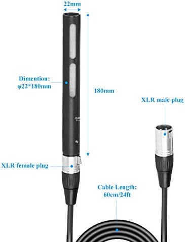 Микрофон Boya XLR, професионален кардиоиден мини пушка кондензатор микрофон со 12-48 Phantom Power за интервју за снимање на видео камера