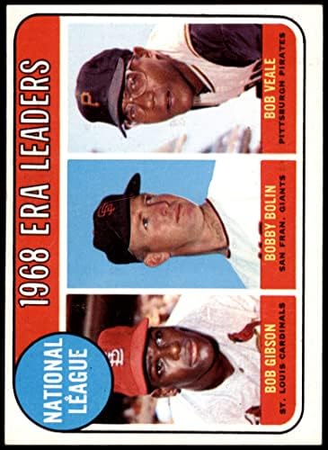 1969 Топпи # 8 НЛ лидери во ерата на ЕРА Боб Гибсон/Боби Болин/Боб Веле Св. Луис/Сан Франциско/Питсбург кардинали/гиганти/Пирати НМ кардинали/гиганти/пирати