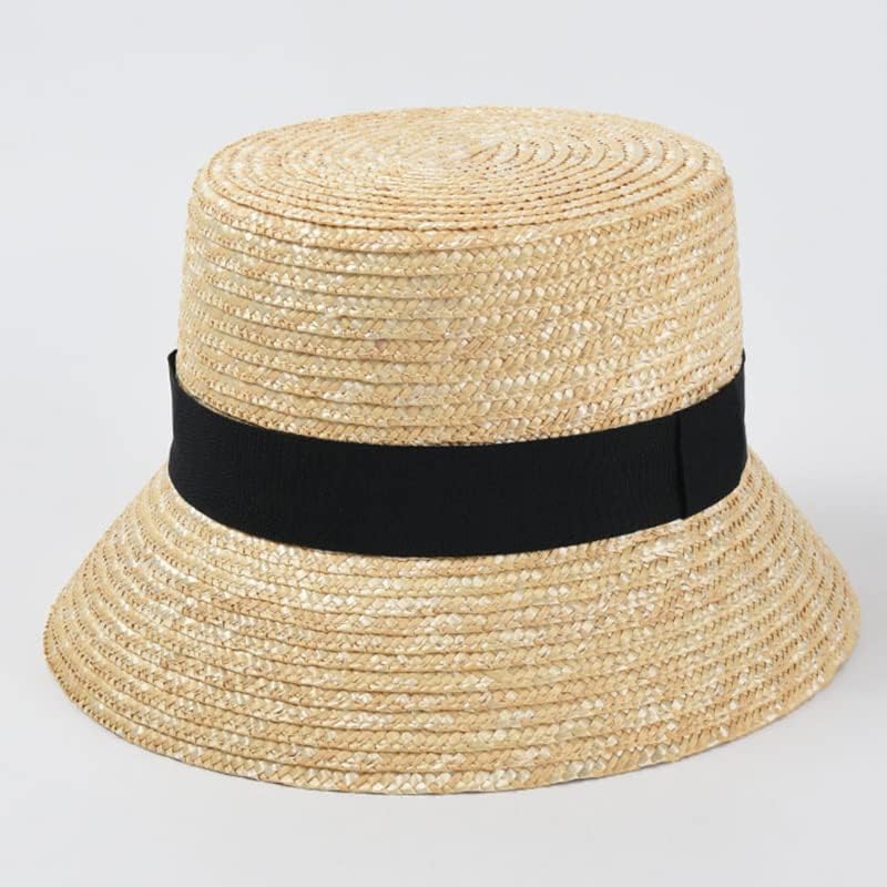 Модна слама корпа капа жени УВ Сонце капи за одмор плажа капа рамна лето сонце капа