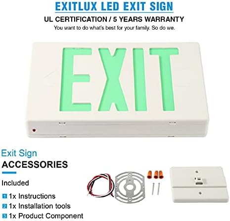 EXITLUX 6 Пакет Зелени Led Излезни Светла Со Резервна Копија На Батеријата-Ul Наведени 120v/227v Двојно Лице - Знак За Излез Со Светла За Итни Случаи - приклучете Ги Светлата За