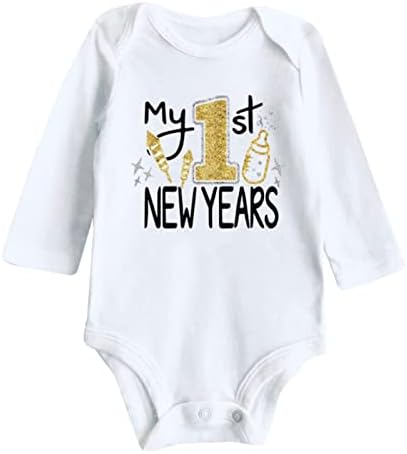 Мојата Прва Нова Година Облека Новороденче Бебе Девојче Нова Година Облека Писмо Печатење Ромпер Комбинезон Бохо Бебе Облека