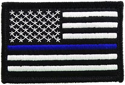 САД Американски тенок сина линија полициско знаме тактичка кука и јамка целосно извезена морална ознака лепенка