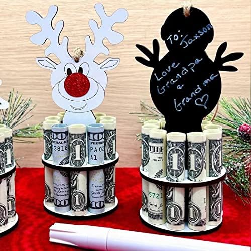 Божиќ уникатен носител на пари, носител на подароци за дрво за пари, новогодишна елка, ирваси, снежни пари, божиќни украси за домови за парични