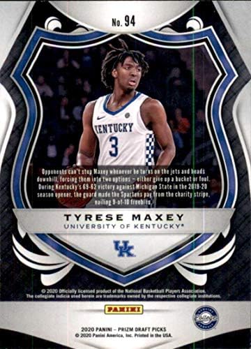 2020-21 Panini Prizm Draft Picks #94 Tyreese Maxey RC Rocie Kentucky Wildcats Chaspleate Trading Card