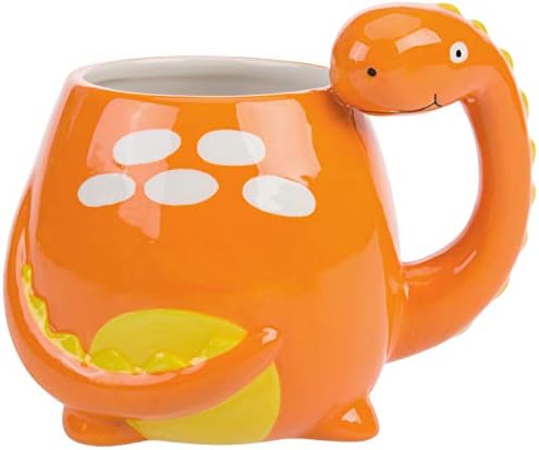 Mygift керамички симпатични чаши за кафе за жени деца мажи со симпатична портокалова бронтосаурус диносаурус за цртан филм