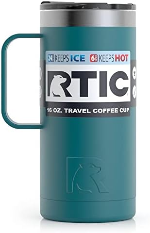 RTIC 16 мл чаша за патување со кафе со капак и рачка, чаши со изолирани вакуумски изолирани од не'рѓосувачки челик, протекување, доказ