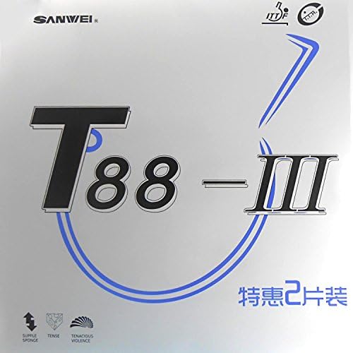 Sanwei 2x T88-III со пар гума во кутија во кутија во гумен лист за тенис на маса