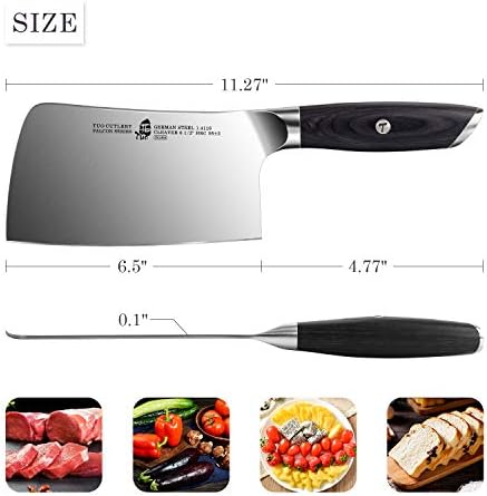 Туо зеленчук месо Клејвер нож - Клејвер нож од 6,5 инчи сецкаат месарници нож Кинески Клејвер - германски HC челик со рачка