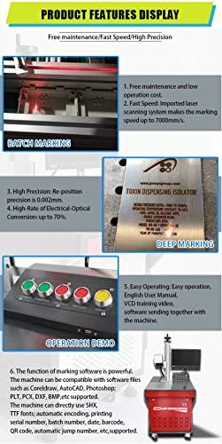 Десктоп JPT Fiber Laser Laser Graver Laser Mailing Mashion 20W, 150 × 150 mm со ротирачка оска од 80мм