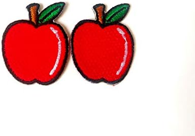 Сет од 2 мали. Мини црвено јаболко, симпатично овошје лого, цртан филм, украсено шиење на железо на лепенка за облека со фармерки