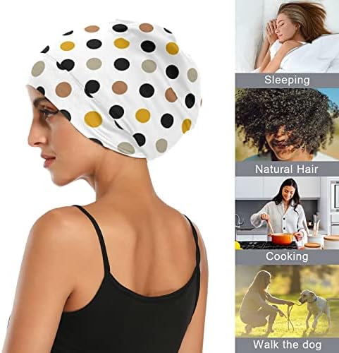 Womenените мода на череп капаче капа капа за капаче за коса, геометриски пол -точки еластична глава на глава ноќ спиење работна капа