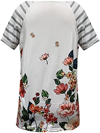 Женски кошули со вратот на вратот Обичен печатење со кратки ракави за кратки ракави на блуза маица летни основни врвови